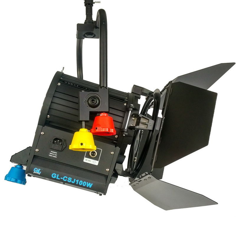 Iluminação de transmissão 100W LED Fresnel Video Light High CRI Tungstênio Fresnel Light Substituição 3200K ((Pole-Operated Yoke) fornecedor